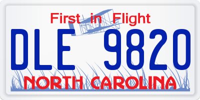 NC license plate DLE9820