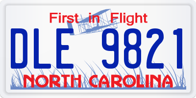 NC license plate DLE9821