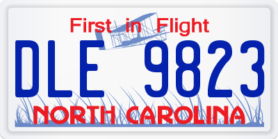 NC license plate DLE9823