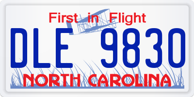 NC license plate DLE9830