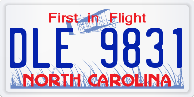 NC license plate DLE9831