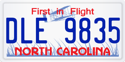 NC license plate DLE9835