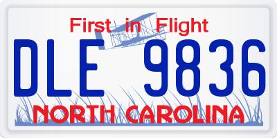 NC license plate DLE9836