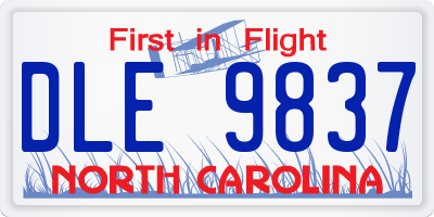 NC license plate DLE9837