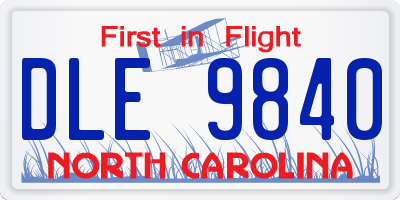 NC license plate DLE9840