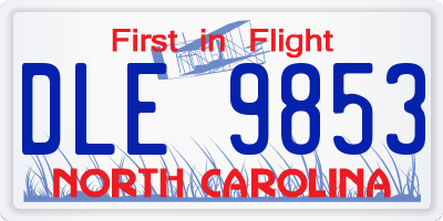 NC license plate DLE9853