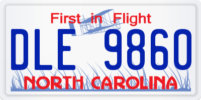 NC license plate DLE9860