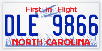 NC license plate DLE9866