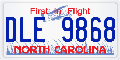 NC license plate DLE9868