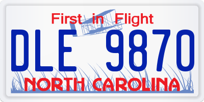 NC license plate DLE9870