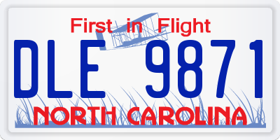 NC license plate DLE9871