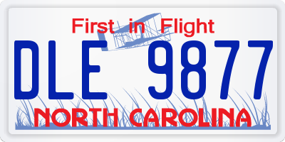 NC license plate DLE9877