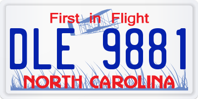 NC license plate DLE9881