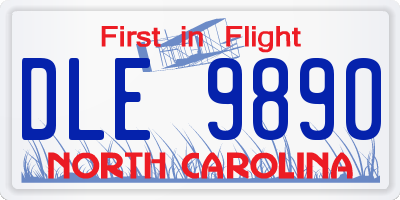 NC license plate DLE9890