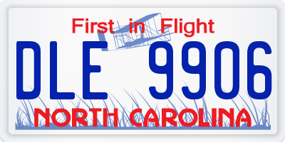 NC license plate DLE9906