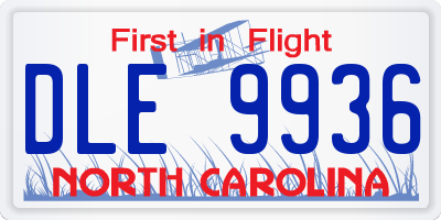 NC license plate DLE9936