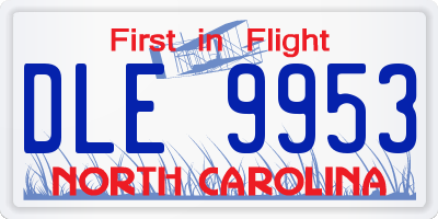NC license plate DLE9953