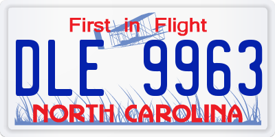NC license plate DLE9963