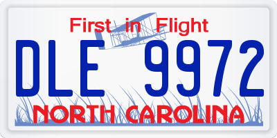NC license plate DLE9972