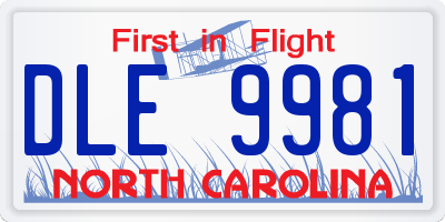 NC license plate DLE9981