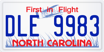 NC license plate DLE9983