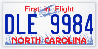 NC license plate DLE9984
