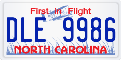NC license plate DLE9986
