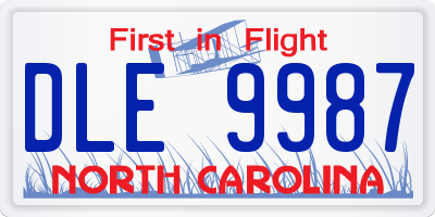 NC license plate DLE9987