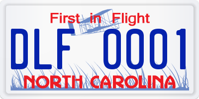 NC license plate DLF0001