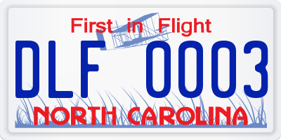 NC license plate DLF0003