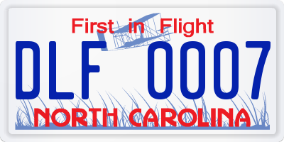 NC license plate DLF0007