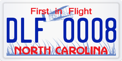 NC license plate DLF0008