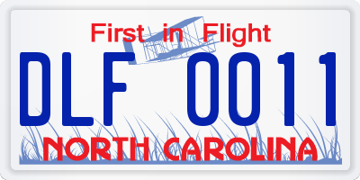 NC license plate DLF0011
