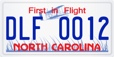 NC license plate DLF0012