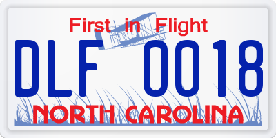 NC license plate DLF0018