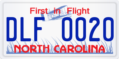 NC license plate DLF0020