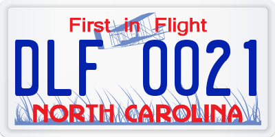 NC license plate DLF0021