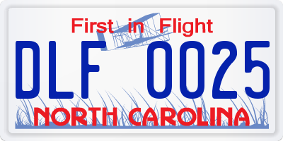 NC license plate DLF0025