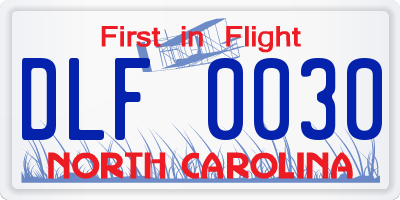 NC license plate DLF0030