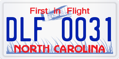 NC license plate DLF0031