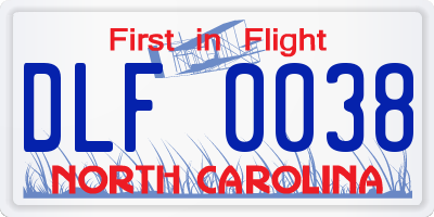 NC license plate DLF0038