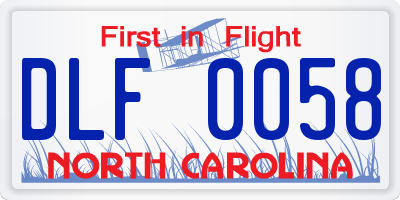 NC license plate DLF0058