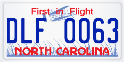 NC license plate DLF0063