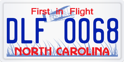 NC license plate DLF0068