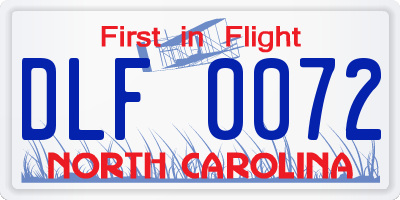 NC license plate DLF0072
