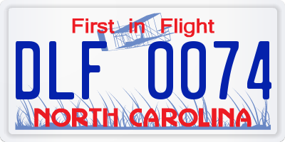 NC license plate DLF0074