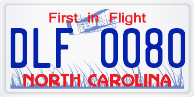 NC license plate DLF0080
