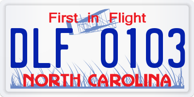 NC license plate DLF0103