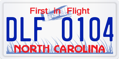 NC license plate DLF0104