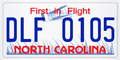 NC license plate DLF0105